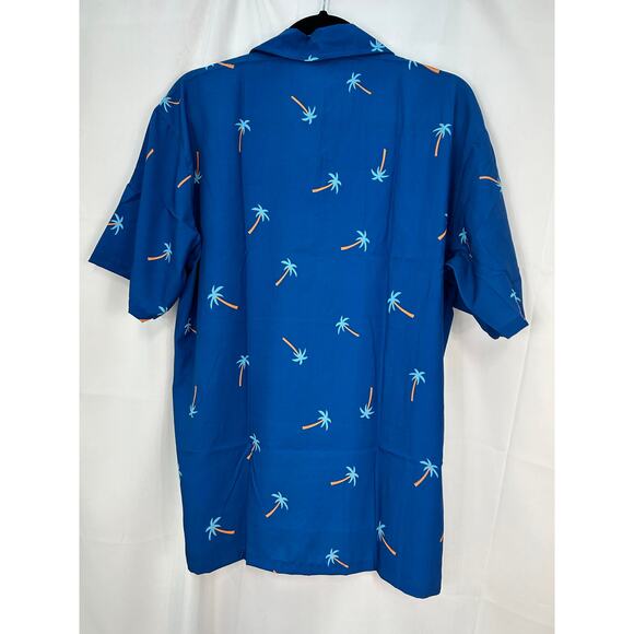 NWOT Men’s Palm Tree Button Down Size Medium Short Sleeve Color Blue - Picture 13 of 13